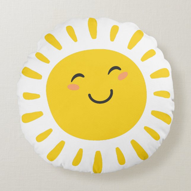 Cute Smiling Sunshine Nursery Round Pillow (Front)