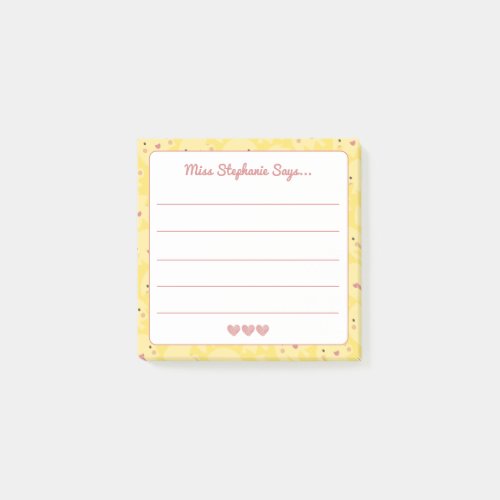 Cute Smiling Sunshines With Hearts Teacher Name  Post_it Notes