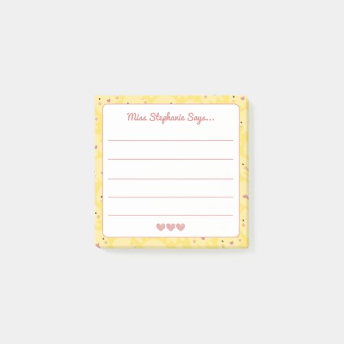 Cute Smiling Sunshines With Hearts Teacher Name  Post-it Notes