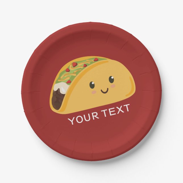 Cute Smiling Taco Party Plate (Front)