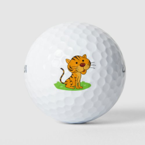 cute smiling tiger golf ball