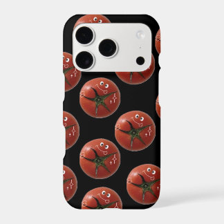 Cute Smiling Tomato Pattern Black Phone Case | Aes