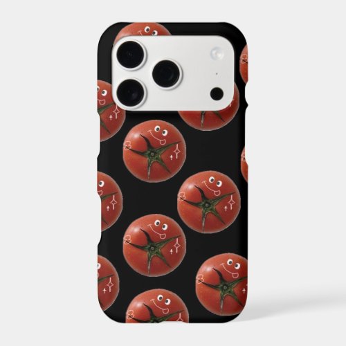 Cute Smiling Tomato Pattern Black Phone Case | Aes