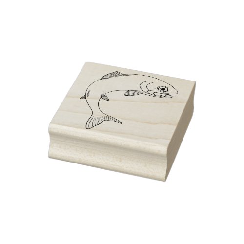 Cute Smiling Trout Fish Rubber Stamp