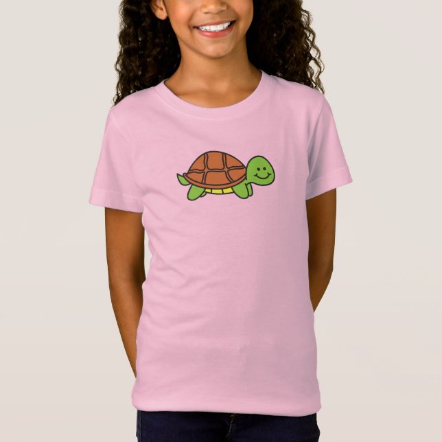 Cute Smiling Turtle Cartoon T-Shirt (Front)