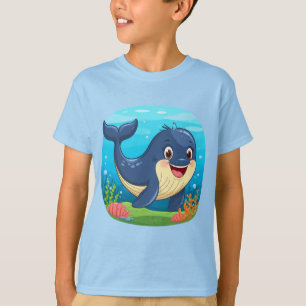 🐳 Cute Smiling Whale Cartoon Happy Ocean Animal T-Shirt