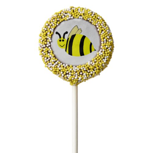 Cute Smiling Yellow Black Striped Bumble Bee Treat Chocolate Covered Oreo Pop