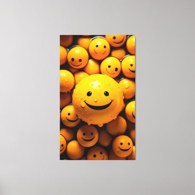Cute smiling yellow emoji for spreading happiness canvas print (Front)