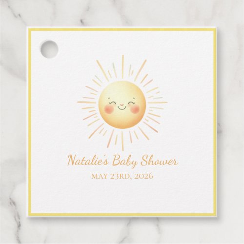 Cute Smiling Yellow Watercolor Sunshine Aesthetic  Favor Tags