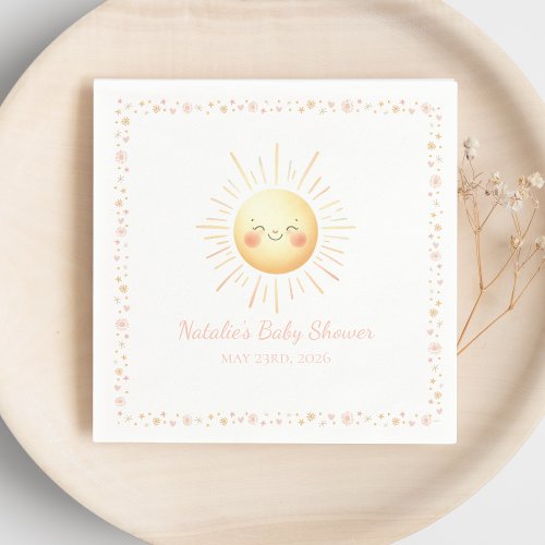 Cute Smiling Yellow Watercolor Sunshine Aesthetic  Napkins