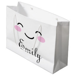 Cute smily face cartoon custom baby shower large gift bag