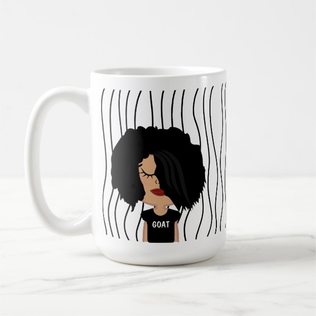 Cute Smirking Woman Striped Mug. Choose Your Look! Coffee Mug (Left)