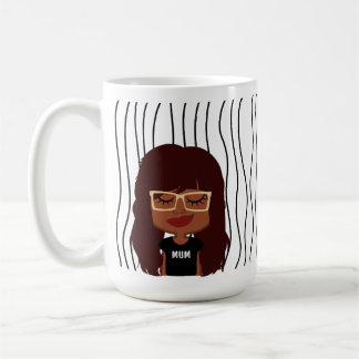 Cute Smirking Woman Striped Mug. Choose Your Look! Coffee Mug