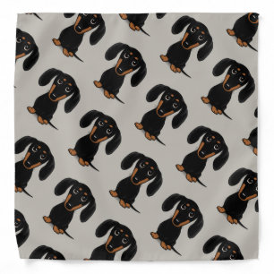 Cute Smooth Coated Black and Tan Dachshund Pattern Bandana