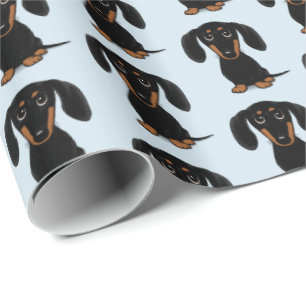 Cute Smooth Coated Black and Tan Dachshund Pattern Wrapping Paper