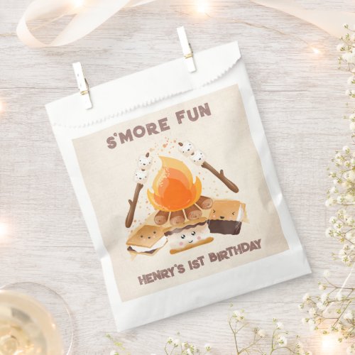 Cute Smore Campfire 1st Birthday Favor Bags