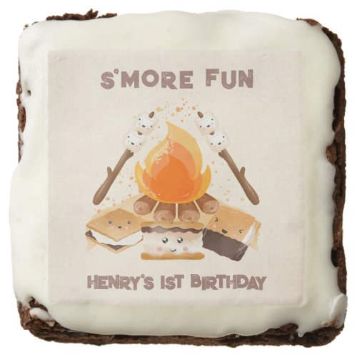 Cute Smore Campfire 1st Birthday favors Brownie