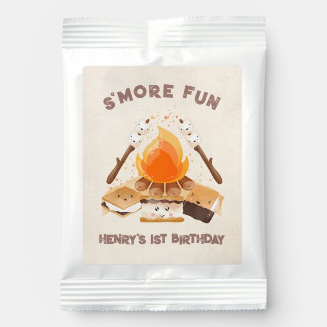Cute S'more campfire birthday Drink Mix (Front)