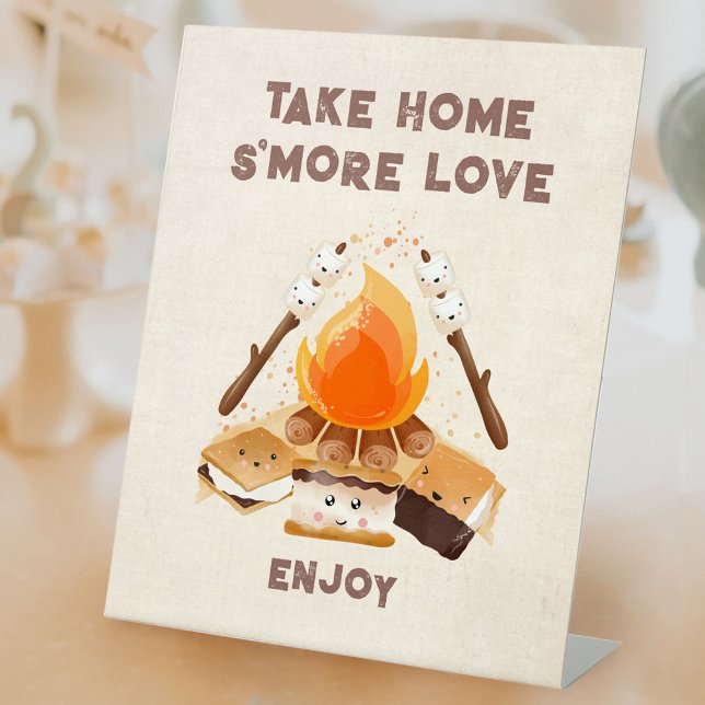 Cute S'more Campfire Birthday Favor Pedestal Sign (Cute S'more Campfire Birthday Favor Pedestal Sign)