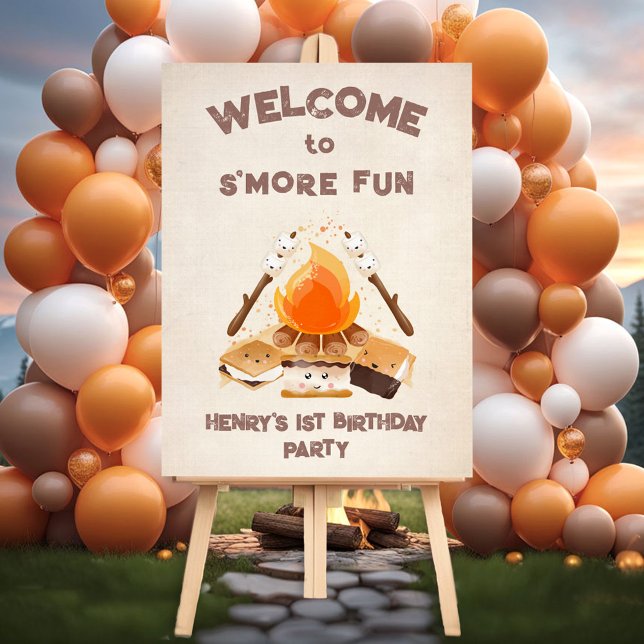 Cute S'more Fun Campfire 1st Birthday Welcome Foam Board (Cute S'more Fun Campfire 1st Birthday Welcome Foam Board)