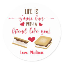Cute S'more Fun With A Friend Valentine's Day Classic Round Sticker