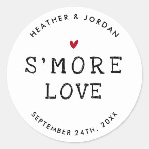 Cute S'more Love Wedding S'mores Favor Classic Round Sticker