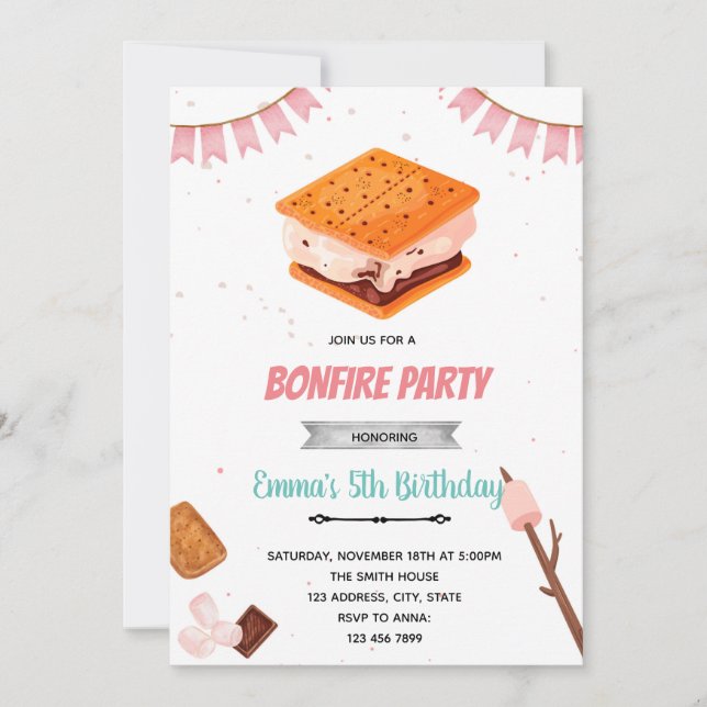 Cute s'more party invitation (Front)