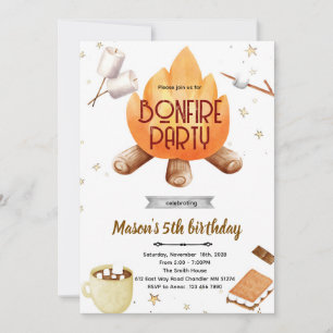 Cute Smores bonfire Birthday invitation