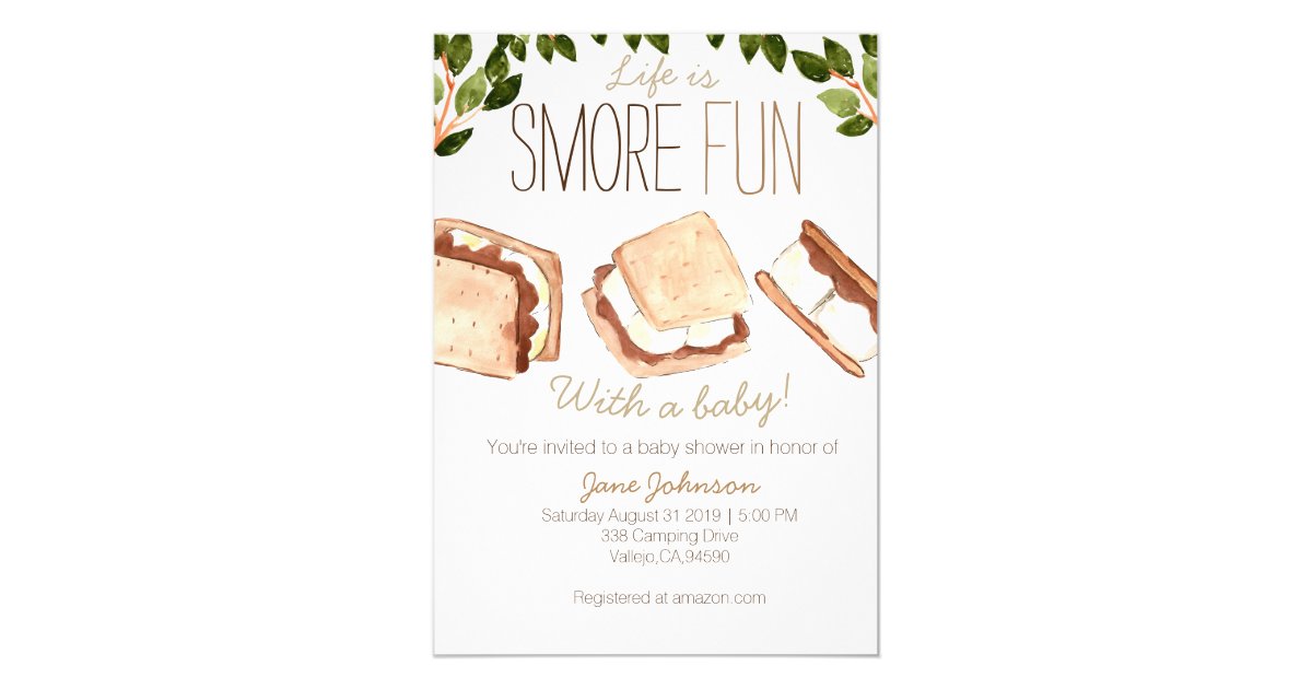 Cute Smores Camping Baby Shower Invite Zazzle Com