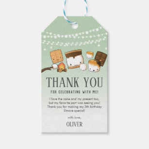 Cute S'mores Camping Birthday  Thank You Favor  Gift Tags