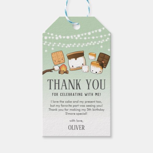 Cute Smores Camping Birthday  Thank You Favor  Gift Tags