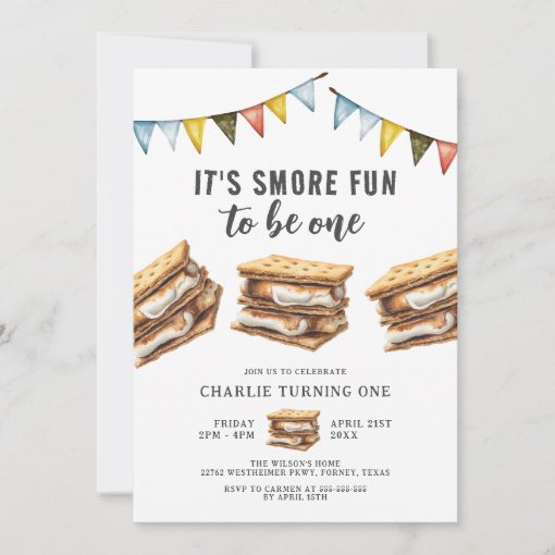 Cute Smores Camping Rustic 1st Birthday Invitation Zazzle