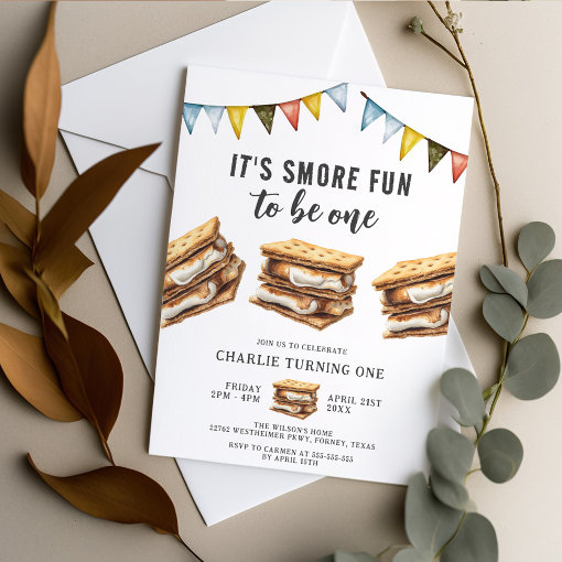 Cute Smores Camping Rustic 1st Birthday Invitation Zazzle
