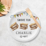 Cute Smores Camping Rustic 1st Birthday Paper Plates<br><div class="desc">Cute Smores Camping Rustic 1st Birthday Paper Plates</div>