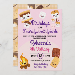 Cute S'mores Campout Birthday Party Invitation