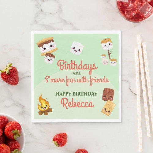 Cute Smores Campout Birthday Party  Napkins