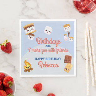 Cute S'mores Campout Birthday Party Napkins
