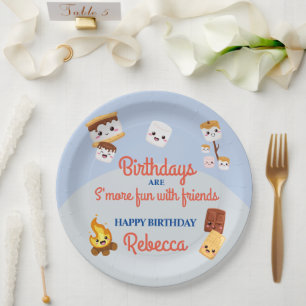 Cute S'mores Campout Birthday Party Paper Plates