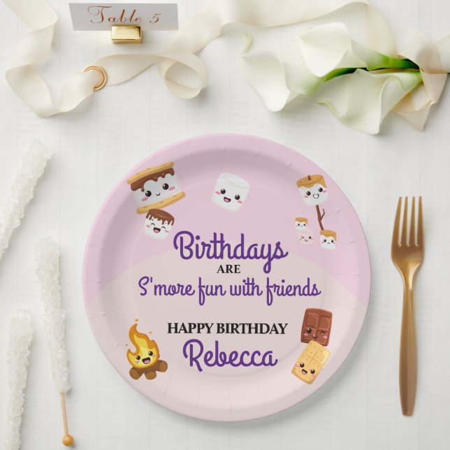 Cute S'mores Campout Birthday Party  Paper Plates (Wedding)
