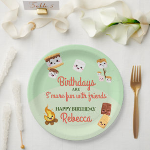 Cute S'mores Campout Birthday Party Paper Plates