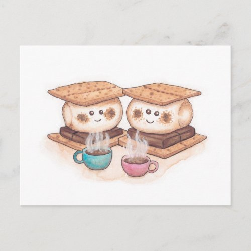 Cute Smores Couple Coffee Date Postcard