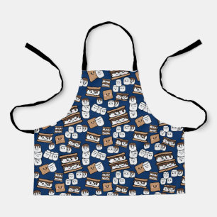 Cute Smores Marshmallow Illustration Apron
