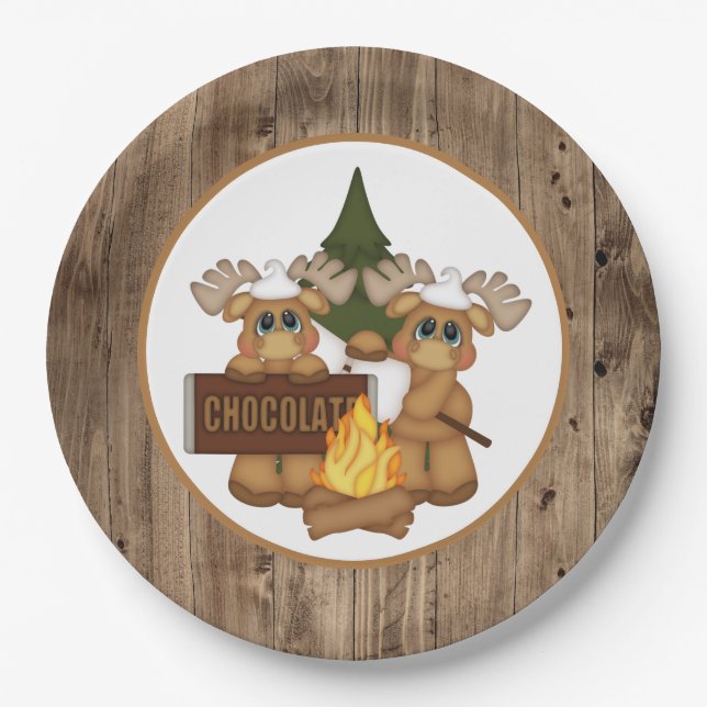 Cute smores party paper plates (Front)