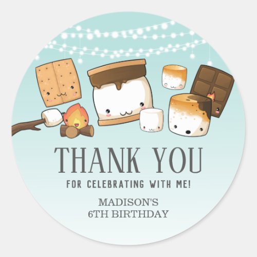 Cute Smores Smore Birthday Party Thank You Favor Classic Round Sticker
