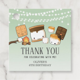 Cute S'mores Smore Birthday Party Thank You Green Favor Tags