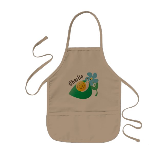 Cute Snail and Flower Personalised Gardening Kids' Apron (Front)