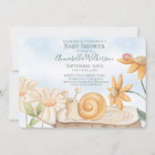 Cute Snail and Ladybug Garden Theme Baby Shower Invitation (Front)