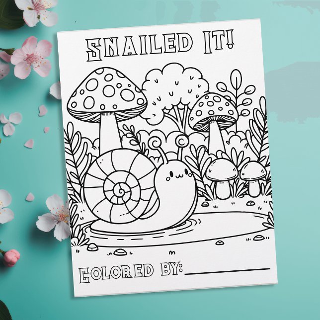 Cute Snail and Mushrooms | Color Me Page (Creator Uploaded)