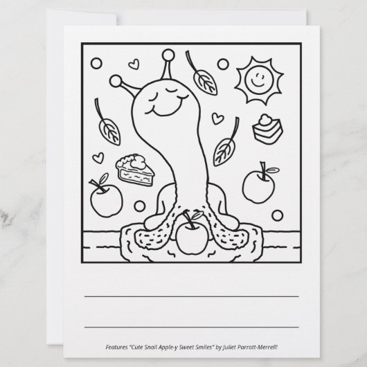 Cute Snail Apple-y Sweet Smiles Coloring Page (Front)