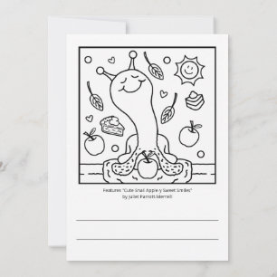 Cute Snail Apple-y Sweet Smiles Fall Coloring  Card
